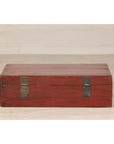 Late Qing Dynasty Red Lacquer Document Box with Gilt Floral Scrolling Motifs