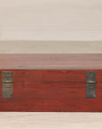 Late Qing Dynasty Red Lacquer Document Box with Gilt Floral Scrolling Motifs