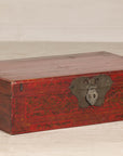 Late Qing Dynasty Red Lacquer Document Box with Gilt Floral Scrolling Motifs