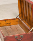 Late Qing Dynasty Red Lacquer Document Box with Gilt Floral Scrolling Motifs