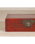 Late Qing Dynasty Red Lacquer Document Box with Gilt Floral Scrolling Motifs
