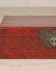 Late Qing Dynasty Red Lacquer Document Box with Gilt Floral Scrolling Motifs