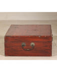 Late Qing Dynasty Red Lacquer Document Box with Gilt Floral Scrolling Motifs