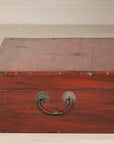 Late Qing Dynasty Red Lacquer Document Box with Gilt Floral Scrolling Motifs