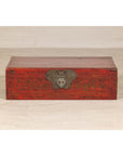 Late Qing Dynasty Red Lacquer Document Box with Gilt Floral Scrolling Motifs
