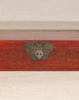 Late Qing Dynasty Red Lacquer Document Box with Gilt Floral Scrolling Motifs