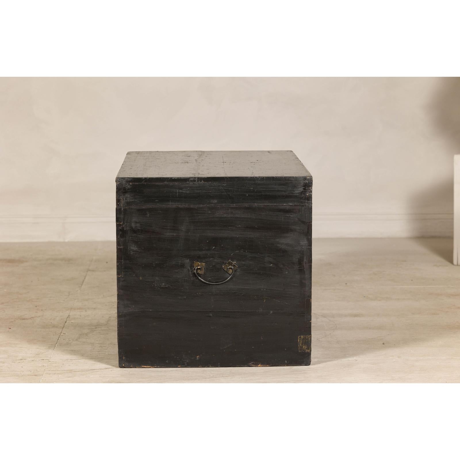 Antique Style Hand-Painted Trunk with Scenic Decor, Early 20th Century