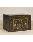 Antique Style Hand-Painted Trunk with Scenic Decor, Early 20th Century