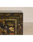 Antique Style Hand-Painted Trunk with Scenic Decor, Early 20th Century