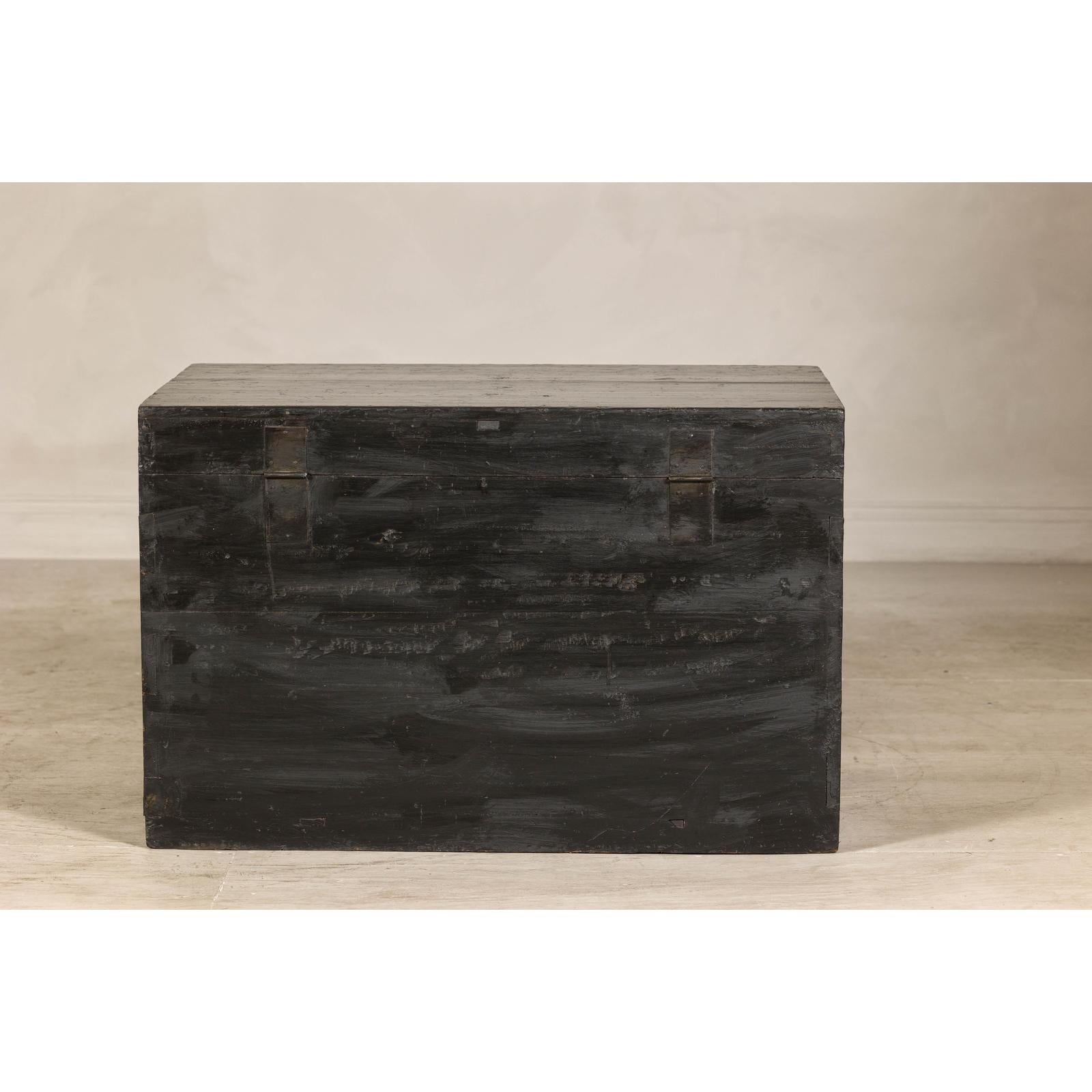 Antique Style Hand-Painted Trunk with Scenic Decor, Early 20th Century