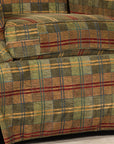 Pair of Kravet Plaid Upholstered Club Chairs with Skirted Base for Cozy Seating