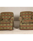 Pair of Kravet Plaid Upholstered Club Chairs with Skirted Base for Cozy Seating-4. Asian & Chinese Furniture, Art, Antiques, Vintage Home Décor for sale at FEA Home