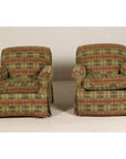 Pair of Kravet Plaid Upholstered Club Chairs with Skirted Base for Cozy Seating-13. Asian & Chinese Furniture, Art, Antiques, Vintage Home Décor for sale at FEA Home