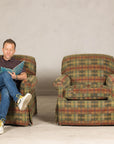 Pair of Kravet Plaid Upholstered Club Chairs with Skirted Base for Cozy Seating