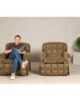 Pair of Kravet Plaid Upholstered Club Chairs with Skirted Base for Cozy Seating-3. Asian & Chinese Furniture, Art, Antiques, Vintage Home Décor for sale at FEA Home
