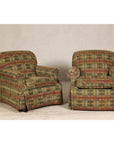 Pair of Kravet Plaid Upholstered Club Chairs with Skirted Base for Cozy Seating-2. Asian & Chinese Furniture, Art, Antiques, Vintage Home Décor for sale at FEA Home