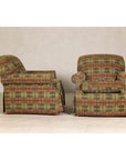 Pair of Kravet Plaid Upholstered Club Chairs with Skirted Base for Cozy Seating-5. Asian & Chinese Furniture, Art, Antiques, Vintage Home Décor for sale at FEA Home
