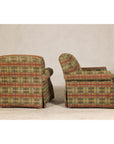 Pair of Kravet Plaid Upholstered Club Chairs with Skirted Base for Cozy Seating-6. Asian & Chinese Furniture, Art, Antiques, Vintage Home Décor for sale at FEA Home