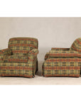 Pair of Kravet Plaid Upholstered Club Chairs with Skirted Base for Cozy Seating-8. Asian & Chinese Furniture, Art, Antiques, Vintage Home Décor for sale at FEA Home