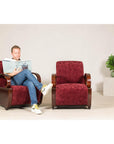 Pair of Vintage Art Deco Club Chairs in Mahogany with Burgundy Rose Upholstery