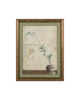 Midcentury Japanese Minimalist Botanical Print in Custom Gold Frame under Glass-18. Asian & Chinese Furniture, Art, Antiques, Vintage Home Décor for sale at FEA Home