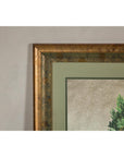 Midcentury Minimalist Botanical Print in Custom Gold Frame under Glass