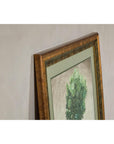 Midcentury Minimalist Botanical Print in Custom Gold Frame under Glass
