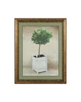 Midcentury Minimalist Botanical Print in Custom Gold Frame under Glass
