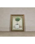 Midcentury Minimalist Botanical Print in Custom Gold Frame under Glass
