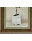 Midcentury Minimalist Botanical Print in Custom Gold Frame under Glass