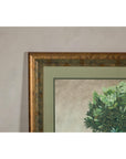 Midcentury Minimalist Botanical Print in Custom Gold Frame under Glass