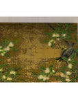 Painted Asian Metal Wall Art with Birds Perched on Foliage and Vibrant Blooms