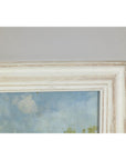 Impressionist Style Garden Painting with Gazebo and Waterfront, Signed R. Johns