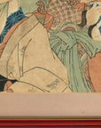 Framed Kabuki Triptych Print with Samurai and Courtesan Actors