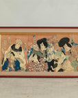Framed Kabuki Triptych Print with Samurai and Courtesan Actors