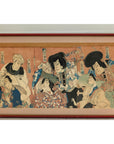 Framed Kabuki Triptych Print with Samurai and Courtesan Actors