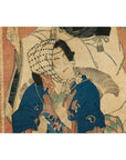 Framed Kabuki Triptych Print with Samurai and Courtesan Actors