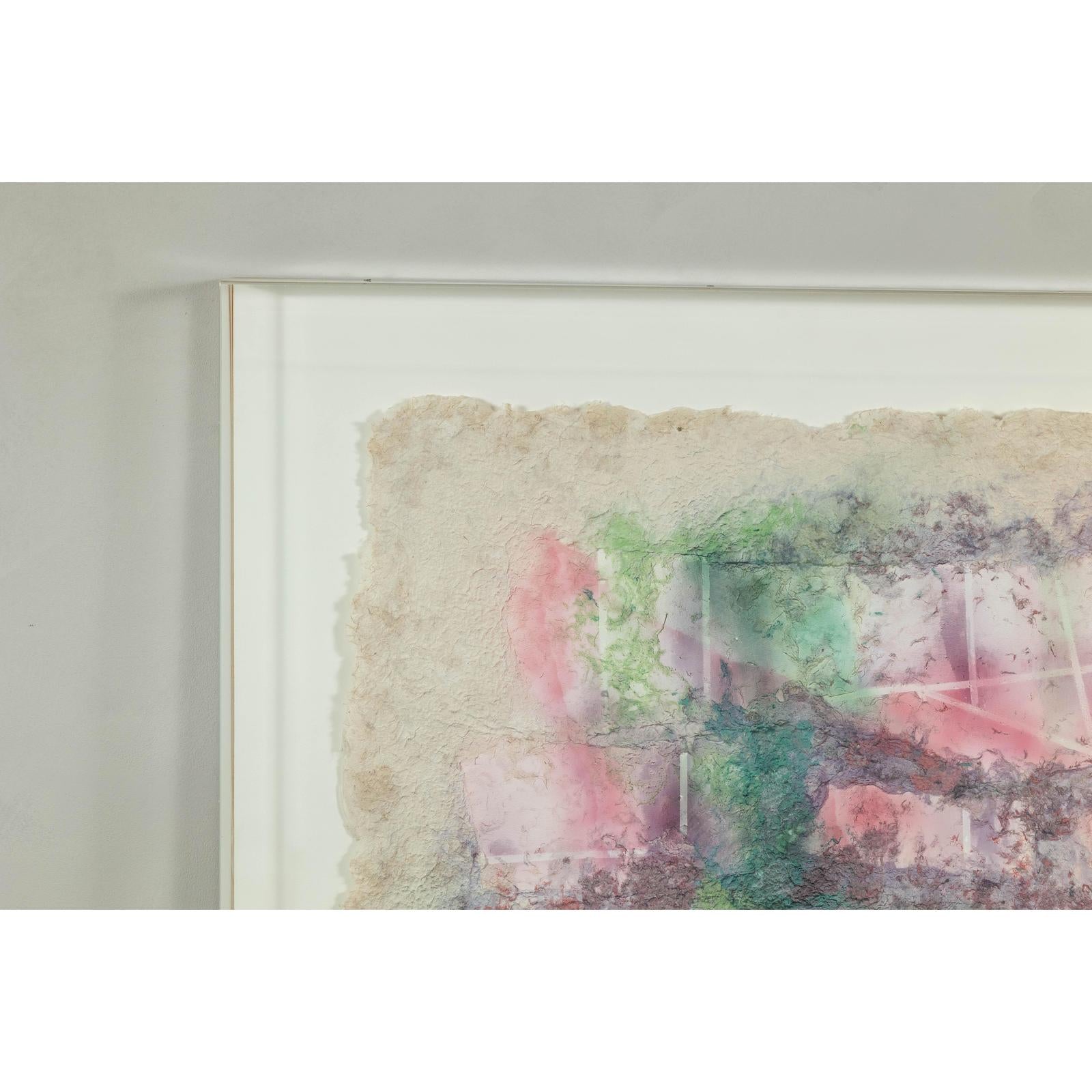 Ethereal Leanne Weissler Abstract Painting in Lucite Box Frame, Pastel Hues
