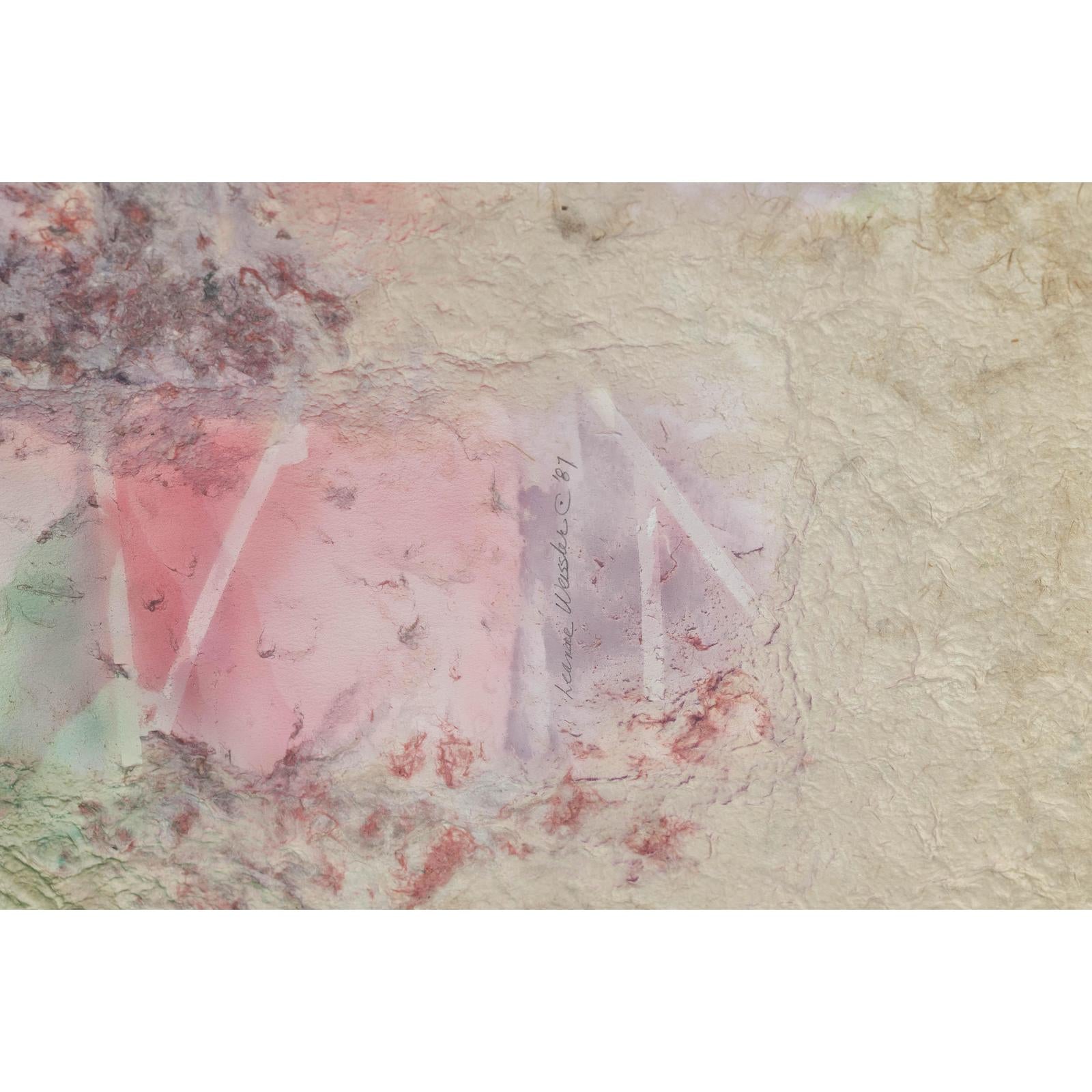 Ethereal Leanne Weissler Abstract Painting in Lucite Box Frame, Pastel Hues