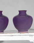 Pair of Purple Ceramic Vases with Glossy Finish and Rounded Bellies