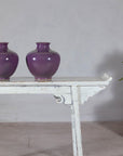 Pair of Purple Ceramic Vases with Glossy Finish and Rounded Bellies