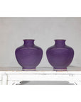 Pair of Purple Ceramic Vases with Glossy Finish and Rounded Bellies