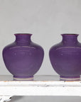 Pair of Purple Ceramic Vases with Glossy Finish and Rounded Bellies