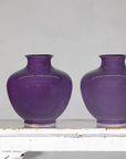 Pair of Purple Ceramic Vases with Glossy Finish and Rounded Bellies