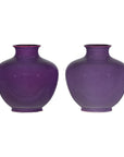 Pair of Purple Ceramic Vases with Glossy Finish and Rounded Bellies