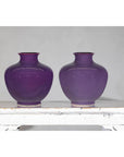 Pair of Purple Ceramic Vases with Glossy Finish and Rounded Bellies