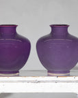 Pair of Purple Ceramic Vases with Glossy Finish and Rounded Bellies
