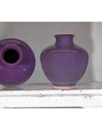 Pair of Purple Ceramic Vases with Glossy Finish and Rounded Bellies