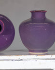 Pair of Purple Ceramic Vases with Glossy Finish and Rounded Bellies
