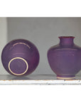 Pair of Purple Ceramic Vases with Glossy Finish and Rounded Bellies